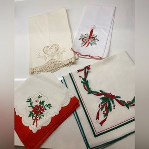 Vintage Holiday Linens (table squares & tea towels)